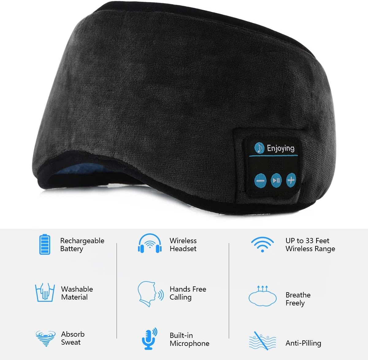 Jinxuny Bluetooth Sleeping Eye Cover Headphones Sleeping Travel Music