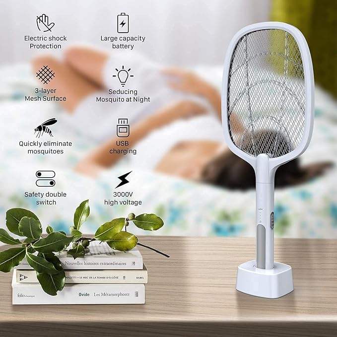 VAIVIDHYAM 2-in-1 Mosquito Bat with UV Light, Rechargeable 1200mAh