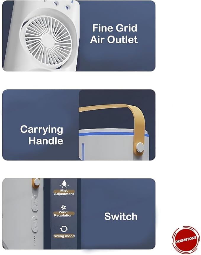 Weltherm 2-in-1 Mist Fan & Cooler | Cordless, Quiet, Remote Control, 270° Foldable