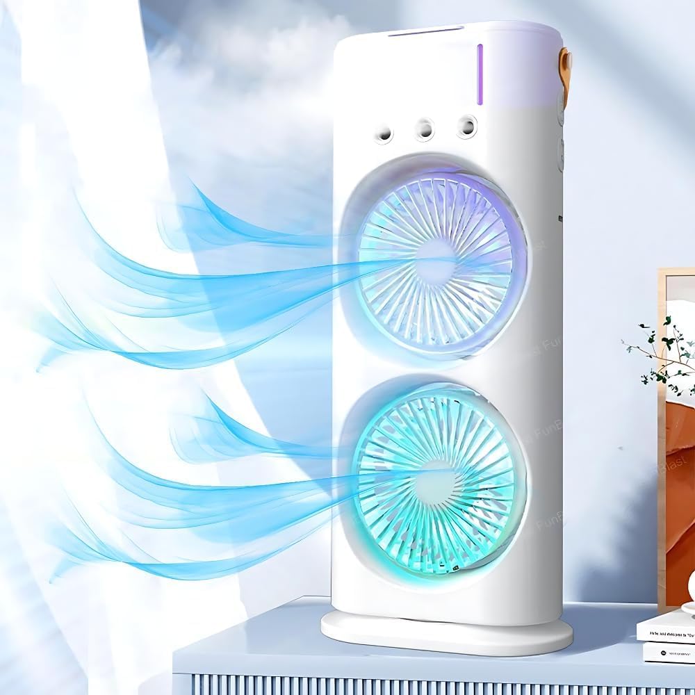 Weltherm 2-in-1 Mist Fan & Cooler | Cordless, Quiet, Remote Control, 270° Foldable