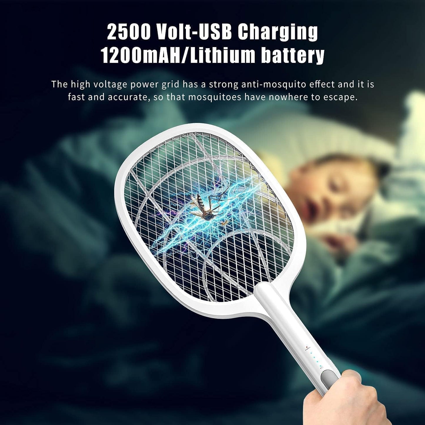VAIVIDHYAM 2-in-1 Mosquito Bat with UV Light, Rechargeable 1200mAh