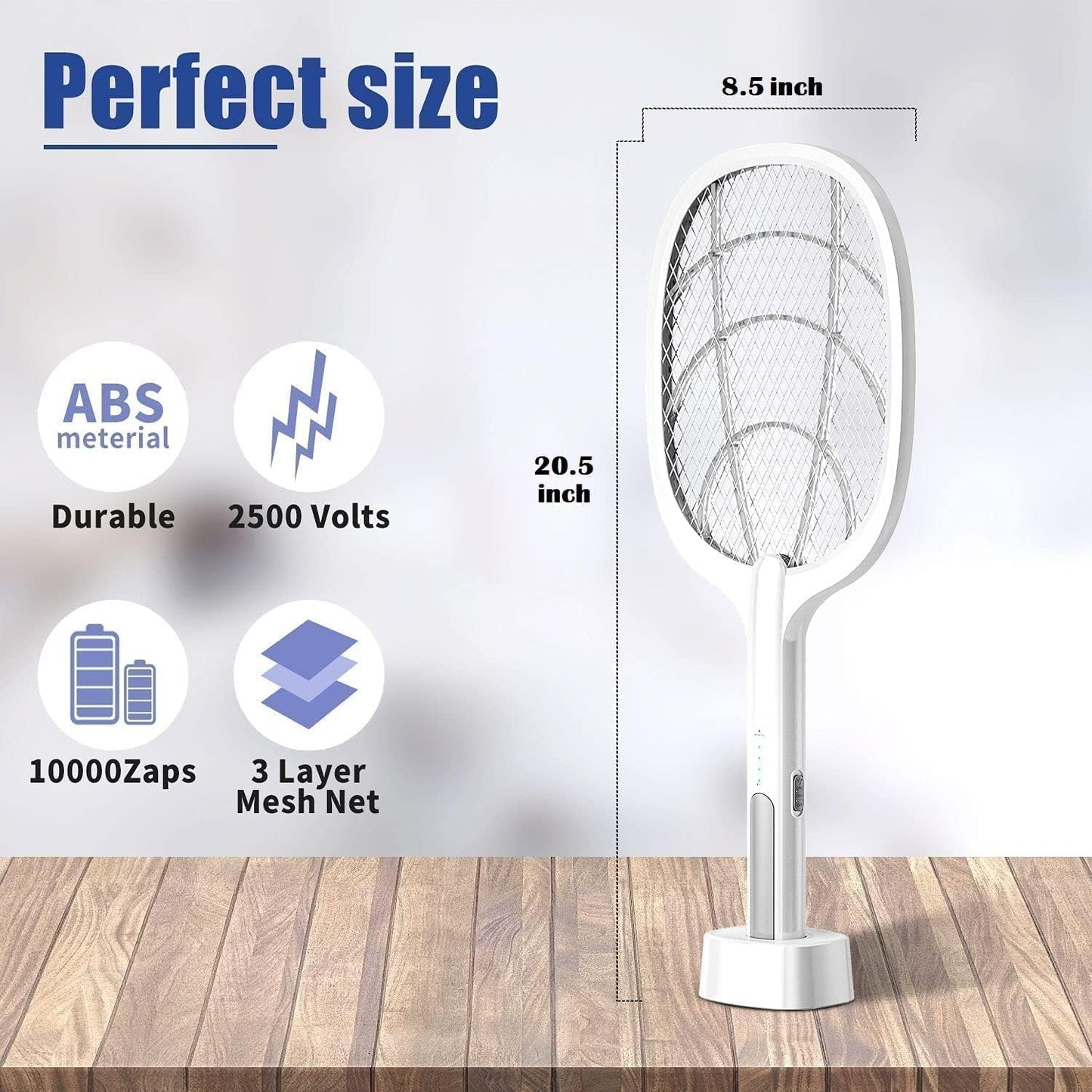VAIVIDHYAM 2-in-1 Mosquito Bat with UV Light, Rechargeable 1200mAh