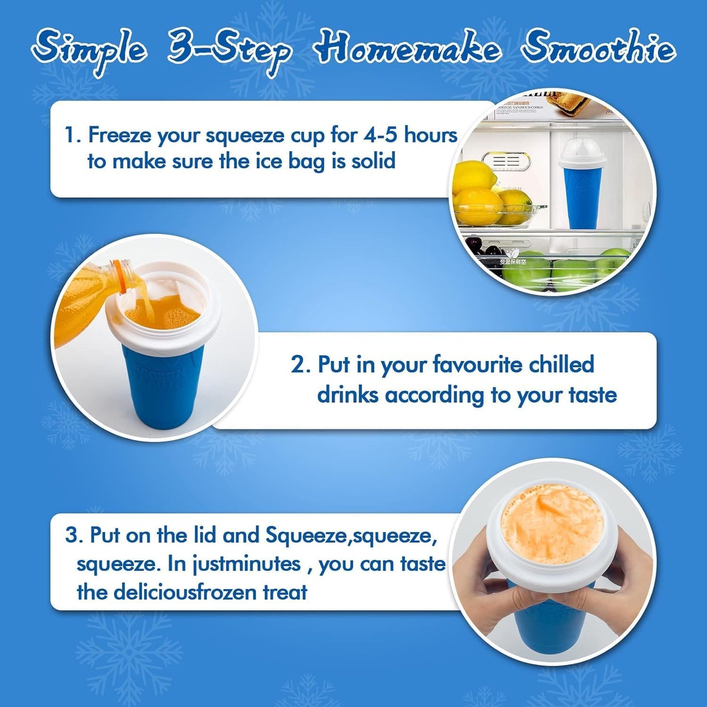iNTAG Frozen Magic Slushy Maker Squeeze Cup
