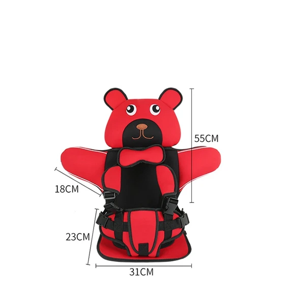 Baby Car Seat – Teddy Bear Design with Safety Belt and Comfortable Head & Back Support